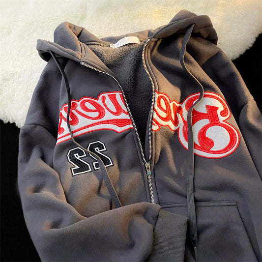 Letter Embroidery Hoodies
